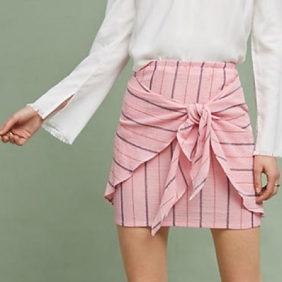 Anthropologie Pink Tie Waist Skirt Size M - Picture 1 of 7